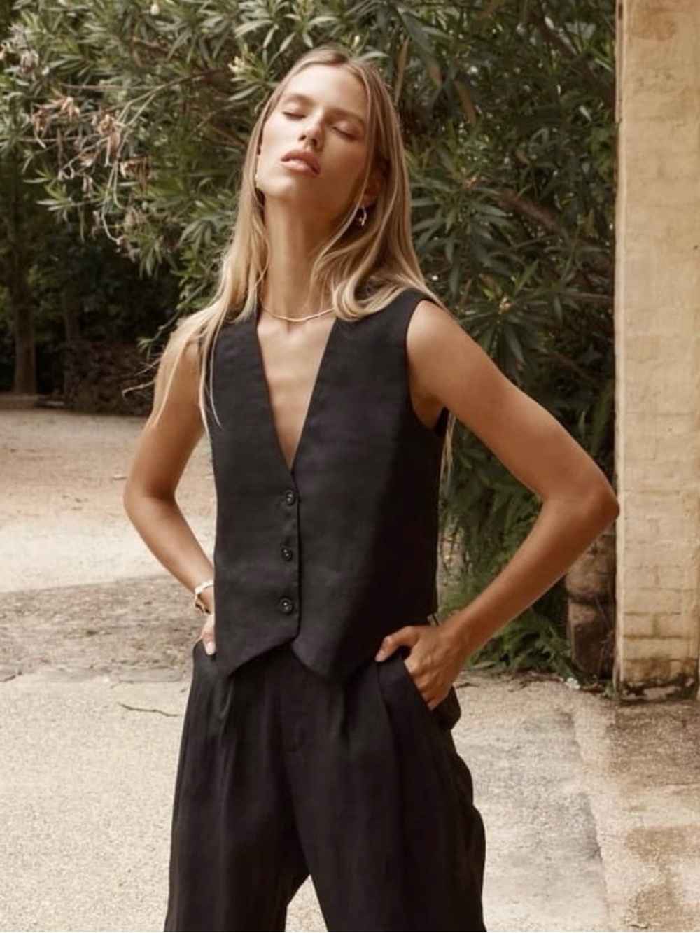 DISSH Black Linen Top